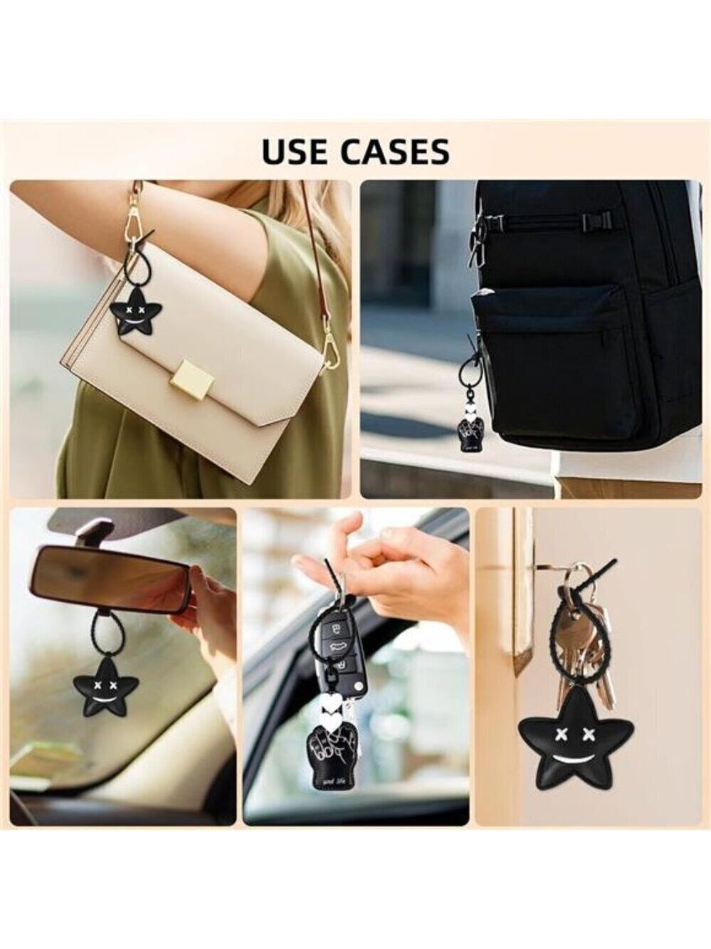2Pcs Leather Bag Charms for Handbag Funny Black Purse Charms finger Star - Picture 6 of 9